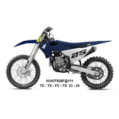 UFO KOMPLET PLASTIKÓW HUSQVARNA TC 125 / 250 '23-'24, FC 250 / 350 / 450 '23-'24 KOLOR GRANATOWY / BIAŁY