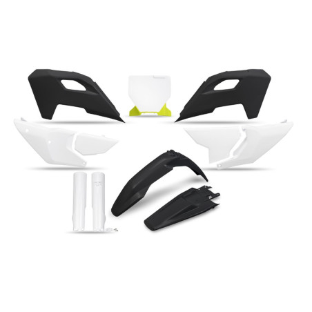 UFO KOMPLET PLASTIKÓW HUSQVARNA TC 125 / 250 '23-'24, FC 250 / 350 / 450 '23-'24 KOLOR CZARNY / BIAŁY