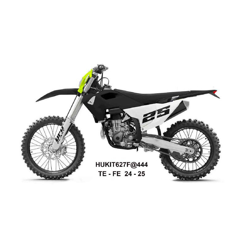 UFO KOMPLET PLASTIKÓW HUSQVARNA TE 150 / 250 / 300 '24-'25, FE 250 / 350 / 450 / 501 '24-'25 KOLOR CZARNY / BIAŁY