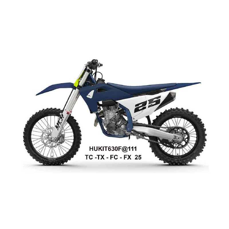 UFO KOMPLET PLASTIKÓW HUSQVARNA TC 125 / 150 / 250 / 300 '25-'26, TX 300 '25-'26 KOLOR GRANATOWY / BIAŁY