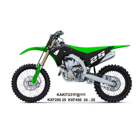 UFO KOMPLET PLASTIKÓW KAWASAKI KXF 250 '25, KXF 450'24-'26, KX 450X '24-'26 KOLOR CZARNY / ZIELONY