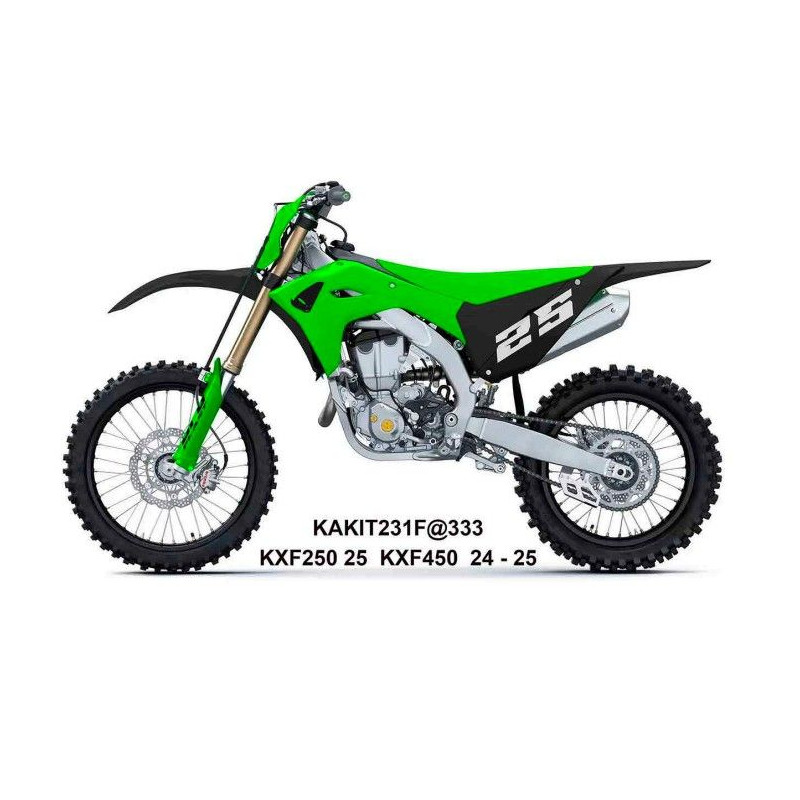 UFO KOMPLET PLASTIKÓW KAWASAKI KXF 250 '25, KXF 450'24-'26, KX 450X '24-'26 KOLOR ZIELONY / CZARNY