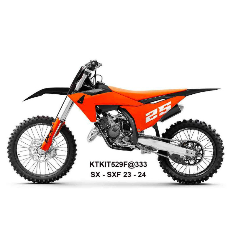 UFO KOMPLET PLASTIKÓW KTM SX 125 / 250 / 300 TBI '23-'24, SX-F 250 / 350 / 450 '23-'24 KOLOR POMARAŃCZOWY / CZARNY