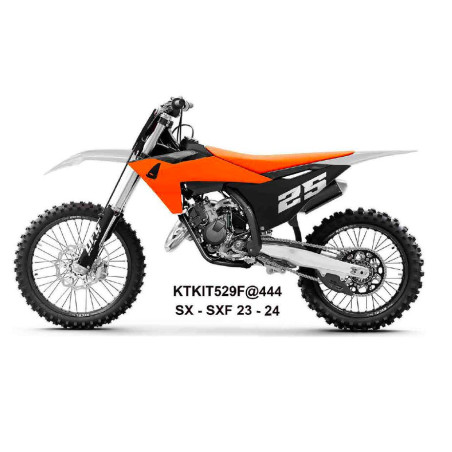 UFO KOMPLET PLASTIKÓW KTM SX 125 / 250 / 300 TBI '23-'24 KOLOR CZARNY / POMARAŃCZOWY / BIAŁY