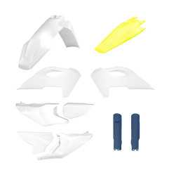 POLISPORT WYPRZEDAŻ KOMPLET PLASTIKÓW HUSQVARNA TE/FE TPI '24-'25 W ZESTAWIE OSŁONY KOLOR BIAŁY ŻÓŁTY NIEBIESKI '24