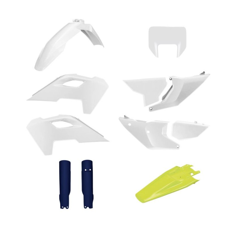 POLISPORT KOMPLET PLASTIKÓW HUSQVARNA TE/FE '24-'25 KOLOR BIAŁY NIEBIESKI '24