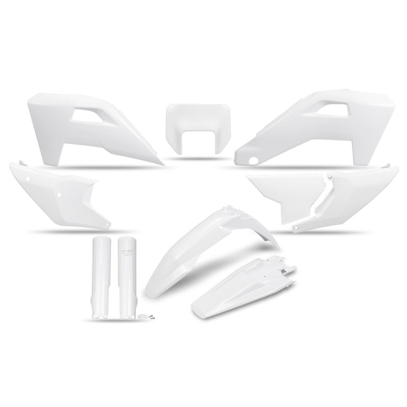UFO KOMPLET PLASTIKÓW HUSQVARNA FE 250 / 350 / 450 / 501 '25-'26, TE 250 / 300 HERITAGE '25-'26 KOLOR BIAŁY