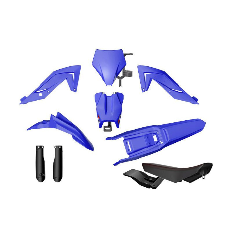 RACETECH (RTECH) KOMPLET PLASTIKÓW Z OSŁONAMI TELESKOPÓW I SIEDZENIEM TALARIA STING MX4 / MX5 KOLOR NIEBIESKI / CZARNY