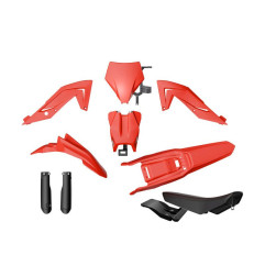 RACETECH (RTECH) KOMPLET PLASTIKÓW Z OSŁONAMI TELESKOPÓW I SIEDZENIEM TALARIA STING MX4 / MX5 KOLOR CZERWONY / CZARNY