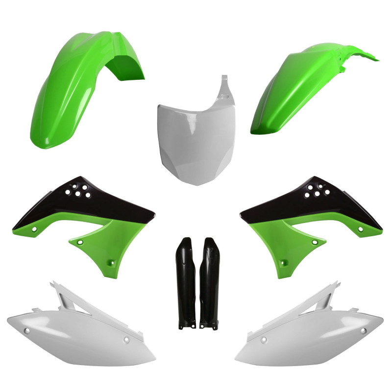 POLISPORT KOMPLET PLASTIKÓW KAWASAKI KX 450F '09-'11 Z TABLICĄ I OSŁONAMI AMORTYZATORÓW KOLOR ZIELONY