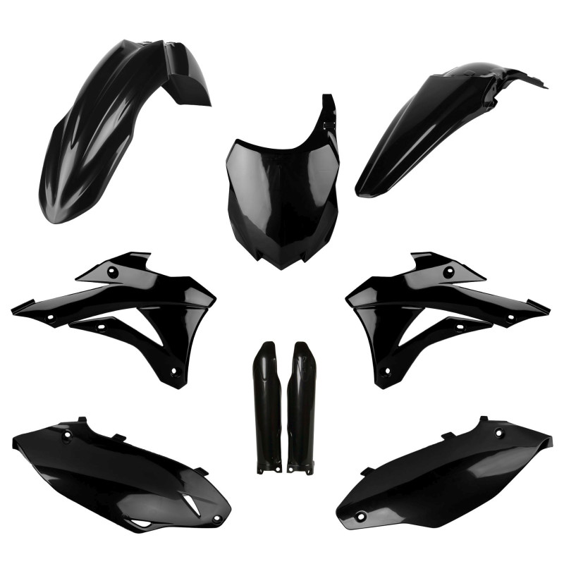 POLISPORT KOMPLET PLASTIKÓW KAWASAKI KX 250F '13-'16 Z TABLICĄ I OSŁONAMI AMORTYZATORÓW KOLOR CZARNY