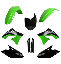 POLISPORT KOMPLET PLASTIKÓW KAWASAKI KX 250F '09-'12 Z TABLICĄ I OSŁONAMI AMORTYZATORÓW KOLOR CZARNY ZIELONY