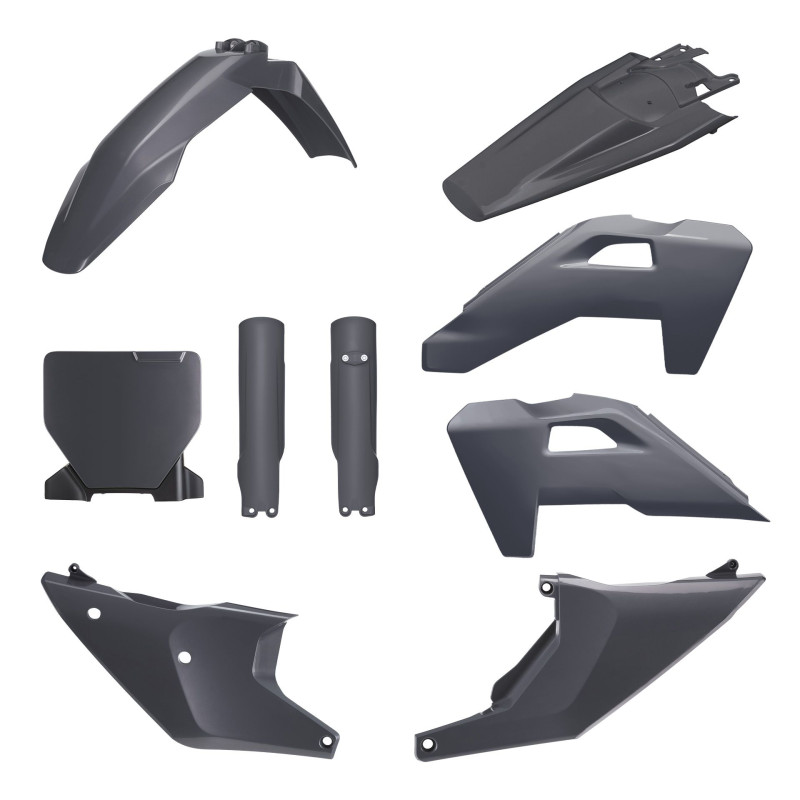 POLISPORT KOMPLET PLASTIKÓW HUSQVARNA TC/FC/TX/FX '25-'26 Z OSŁONĄ LAMPY I OSŁONAMI AMORTYZATORÓW KOLOR SZARY (N-GRAY)