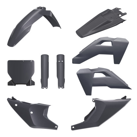 POLISPORT KOMPLET PLASTIKÓW HUSQVARNA TC/FC/TX/FX '25-'26 Z OSŁONĄ LAMPY I OSŁONAMI AMORTYZATORÓW KOLOR SZARY (N-GRAY)