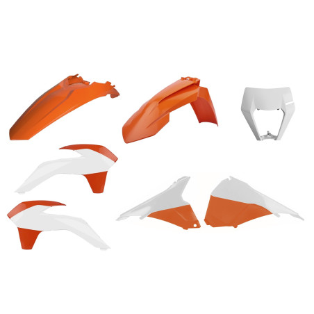 POLISPORT KOMPLET PLASTIKÓW KTM EXC/EXC-F '14-'16 RESTYLING W ZESTAWIE BŁOTNIK PRZEDNI '17-'19 KOLOR POMARAŃCZOWY BIAŁY