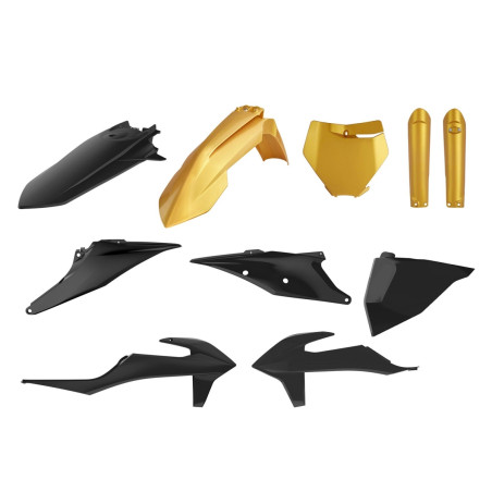 POLISPORT KOMPLET PLASTIKÓW KTM SX/SX-F '19-'22 KOLOR ZŁOTY CZARNY (GOLD METAL FLOW COMPLETE KIT)