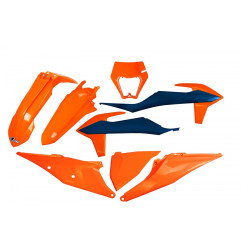 UFO KOMPLET PLASTIKÓW KTM EXC 125 '20-'21, EXC 250 / 300 TPI '20-'23 KOLOR '22 (POMARAŃCZOWY/NIEBIESKI)