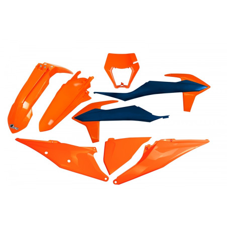 UFO KOMPLET PLASTIKÓW KTM EXC 125 '20-'21, EXC 250 / 300 TPI '20-'23 KOLOR '22 (POMARAŃCZOWY/NIEBIESKI)