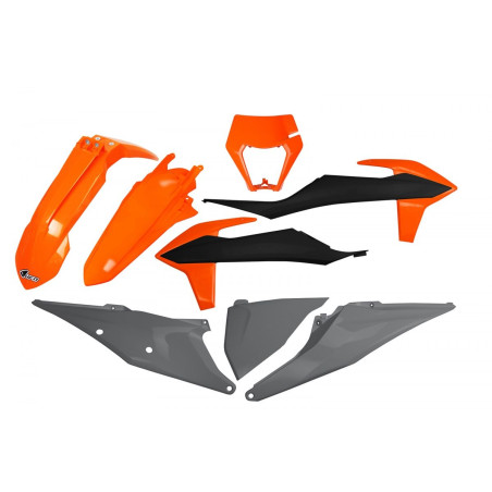 UFO KOMPLET PLASTIKÓW KTM EXC 125 '20-'21, EXC 250 / 300 TPI '20-'23 KOLOR '21 (POMARAŃCZOWY/CZARNY/SZARY)