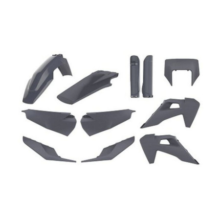 POLISPORT KOMPLET PLASTIKÓW HUSQVARNA TE/FE TPI '20-'23 Z OSŁONĄ LAMPY I OSŁONAMI AMORTYZATORÓW KOLOR SZARY (N-GREY)