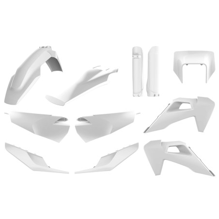 POLISPORT KOMPLET PLASTIKÓW HUSQVARNA TE/FE TPI '20-'23 Z OSŁONĄ LAMPY I OSŁONAMI AMORTYZATORÓW KOLOR BIAŁY #919234