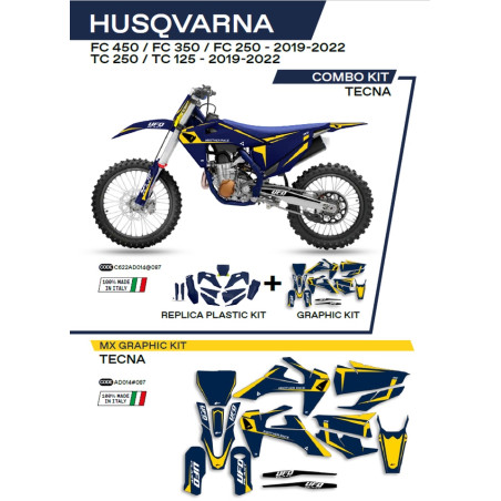 UFO KOMPLET PLASTIKÓW Z NAKLEJKAMI HUSQVARNA TC 125/250 '19-'22 KOLOR NIEBIESKI - WYPRZEDAŻ