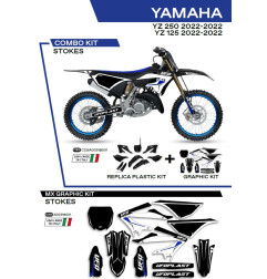 UFO KOMPLET PLASTIKÓW Z NAKLEJKAMI YAMAHA YZ 125/250 '22-'26, Z OSŁONAMI AMORTYZATORÓW STOKES KOLOR CZARNY - WYPRZEDAŻ