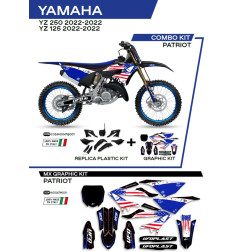 UFO KOMPLET PLASTIKÓW Z NAKLEJKAMI YAMAHA YZ 125/250 '22-'26, Z OSŁONAMI AMORTYZATORÓW PATRIOT KOLOR CZARNY - WYPRZEDAŻ