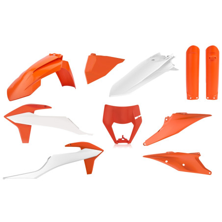 POLISPORT KOMPLET PLASTIKÓW KTM EXC/EXC-F TPI '20-'23 Z OSŁONĄ LAMPY I OSŁONAMI AMORTYZATORÓW KOLOR POMARAŃCZOWO BIAŁY