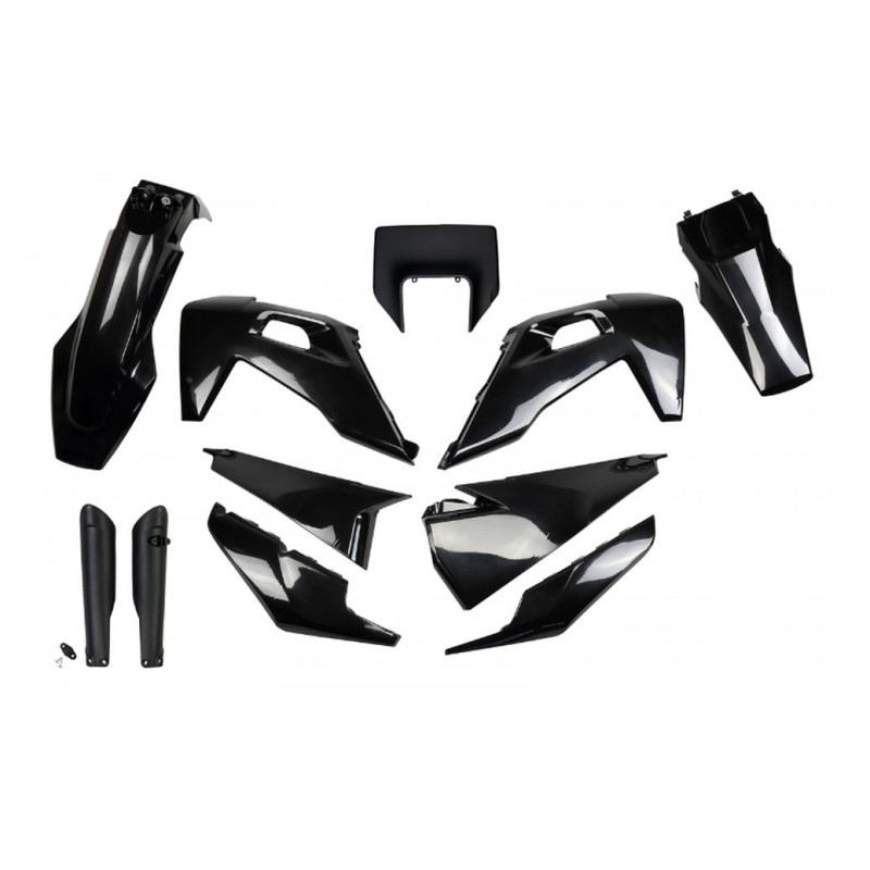 UFO KOMPLET PLASTIKÓW HUSQVARNA TX / TE 125 / 150 / 250 / 300 '20-'22, FE 250 / 350 / 450 / 501 '20-'23 KOLOR CZARNY