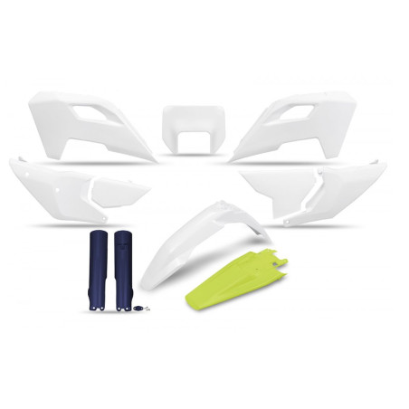 UFO KOMPLET PLASTIKÓW HUSQVARNA TE 150 / 250 / 300 '24-'25, FE 250 / 350 / 450 / 501 '24-'25 KOLOR BIAŁY ŻÓŁTY