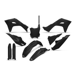 UFO KOMPLET PLASTIKÓW Z OSŁONAMI AMORTYZATORÓW KAWASAKI KXF 250 '25, KXF 450'24-'26, KX 450X '24-'26 KOLOR CZARNY