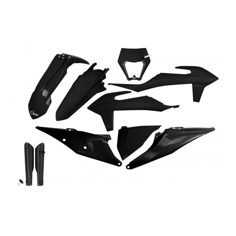 UFO KOMPLET PLASTIKÓW KTM EXC 125 '20-'21, EXC 250 / 300 TPI '20-'23, EXC-F 250 / 350 / 450 / 500 '20-'23 KOLOR CZARNY