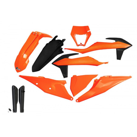 UFO KOMPLET PLASTIKÓW KTM EXC 125 '20-'21, EXC 250 / 300 TPI '20-'23 KOLOR POMARAŃCZOWY CZARNY