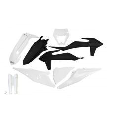 UFO KOMPLET PLASTIKÓW KTM EXC 125 '20-'21, EXC 250 / 300 TPI '20-'23 KOLOR BIAŁY CZARNY