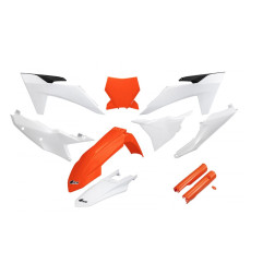 UFO KOMPLET PLASTIKÓW KTM SX 125 / 250 / 300 TBI '23-'24, SX-F 250 / 350 / 450 '23-'24 KOLOR POMARAŃCZOWY BIAŁY