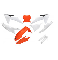 UFO KOMPLET PLASTIKÓW KTM SX 125 / 250 / 300 TBI '23-'24, SX-F 250 / 350 / 450 '23-'24 KOLOR BIAŁY POMARAŃCZOWY
