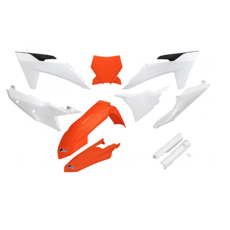 UFO KOMPLET PLASTIKÓW KTM SX 125 / 250 / 300 TBI '23-'24, SX-F 250 / 350 / 450 '23-'24 KOLOR BIAŁY POMARAŃCZOWY