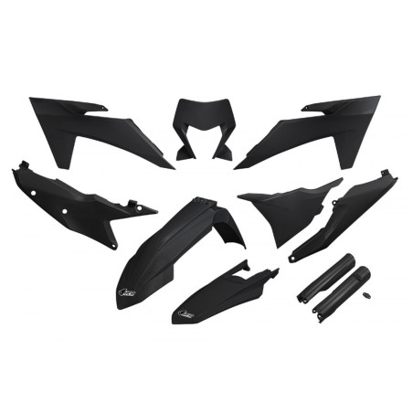 UFO KOMPLET PLASTIKÓW KTM EXC 150 / 250 / 300 TBI '24-'25, EXC-F 250 / 350 / 450 / 500 '24-'25 KOLOR CZARNY