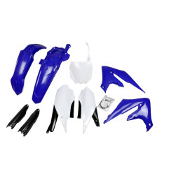 UFO KOMPLET PLASTIKÓW Z OSŁONAMI AMORTYZATORÓW YAMAHA YZF 250 '19-'23, YZF 450 '18-'22 KOLOR OEM NIEBIESKI BIAŁY CZARNY