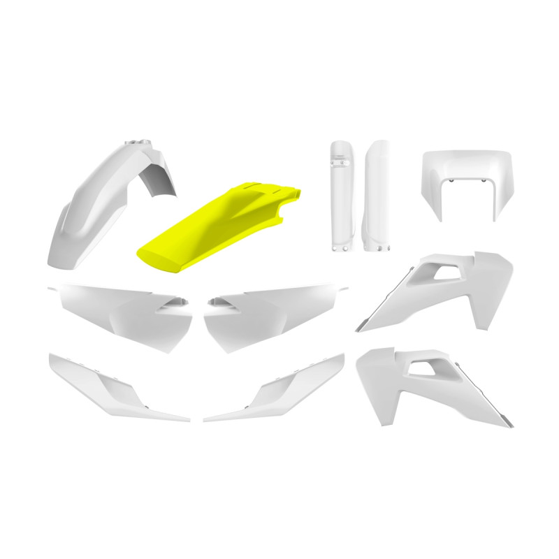 POLISPORT KOMPLET PLASTIKÓW HUSQVARNA TE/FE TPI '20-'23 Z OSŁONĄ LAMPY I OSŁONAMI AMORTYZATORÓW KOLOR BIAŁY #962914
