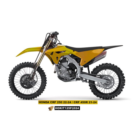 UFO KOMPLET PLASTIKÓW Z OSŁONAMI AMORTYZATORÓW HONDA CRF 250 R '22-'24, CRF 450 R '21-'24 KOLOR ZŁOTY - WYPRZEDAŻ
