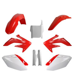 POLISPORT KOMPLET PLASTIKÓW HONDA CRF 250R '04-'05 Z TABLICĄ I OSŁONAMI AMORTYZATORÓW KOLOR CZERWONO BIAŁY OEM