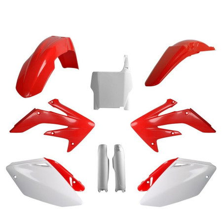 POLISPORT KOMPLET PLASTIKÓW HONDA CRF 250R '04-'05 Z TABLICĄ I OSŁONAMI AMORTYZATORÓW KOLOR CZERWONO BIAŁY OEM