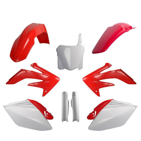 POLISPORT KOMPLET PLASTIKÓW HONDA CRF 250R '08 Z TABLICĄ I OSŁONAMI AMORTYZATORÓW KOLOR CZERWONO BIAŁY OEM