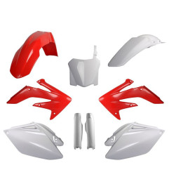 POLISPORT KOMPLET PLASTIKÓW HONDA CRF 250R '09 Z TABLICĄ I OSŁONAMI AMORTYZATORÓW KOLOR CZERWONO BIAŁY OEM