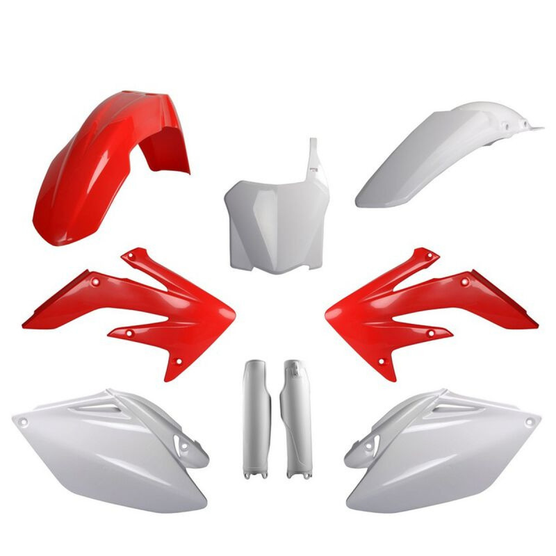 POLISPORT KOMPLET PLASTIKÓW HONDA CRF 250R '09 Z TABLICĄ I OSŁONAMI AMORTYZATORÓW KOLOR CZERWONO BIAŁY OEM