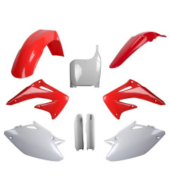 POLISPORT KOMPLET PLASTIKÓW HONDA CRF 450R '02-'03 Z TABLICĄ I OSŁONAMI AMORTYZATORÓW KOLOR CZERWONO BIAŁY OEM