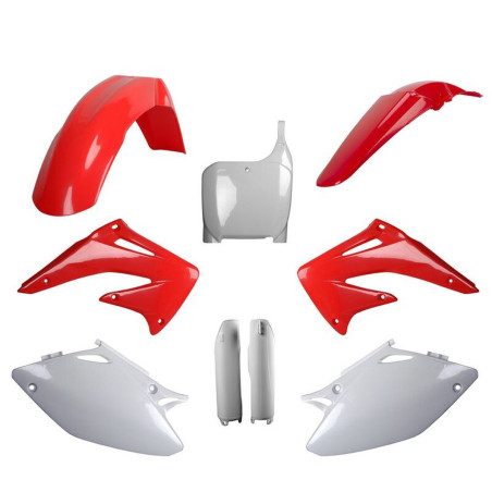POLISPORT KOMPLET PLASTIKÓW HONDA CRF 450R '02-'03 Z TABLICĄ I OSŁONAMI AMORTYZATORÓW KOLOR CZERWONO BIAŁY OEM