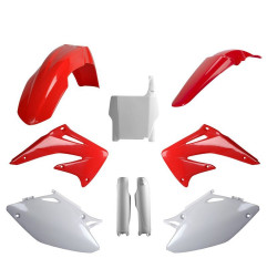 POLISPORT KOMPLET PLASTIKÓW HONDA CRF 450R '04 Z TABLICĄ I OSŁONAMI AMORTYZATORÓW KOLOR CZERWONO BIAŁY OEM